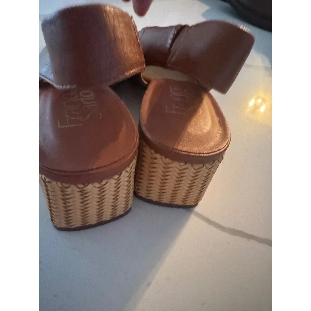 Franco Sarto Brown Leather Slingback Block Heel